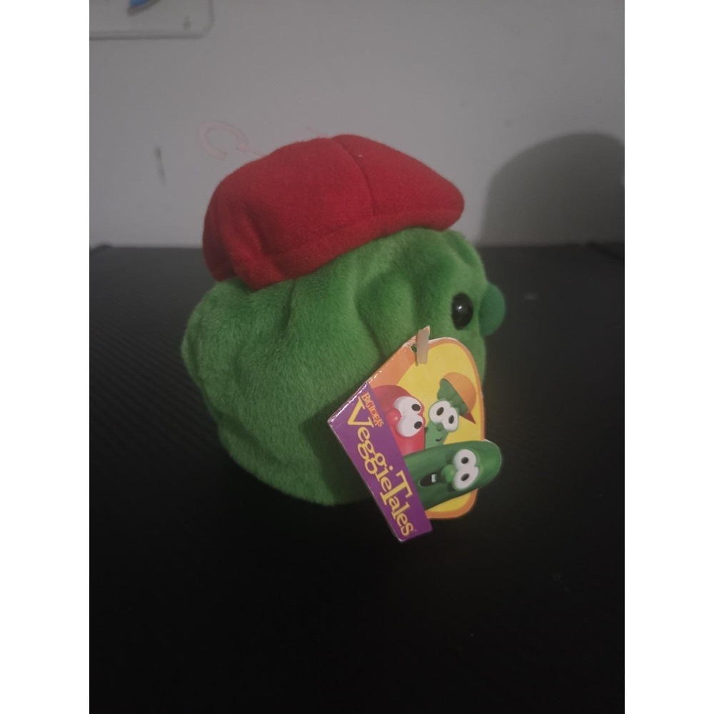 Veggie Tales French Peas Jean Claude Bean Plush, Red Hat, Gund, 1990's D21 - Picture 2 of 5